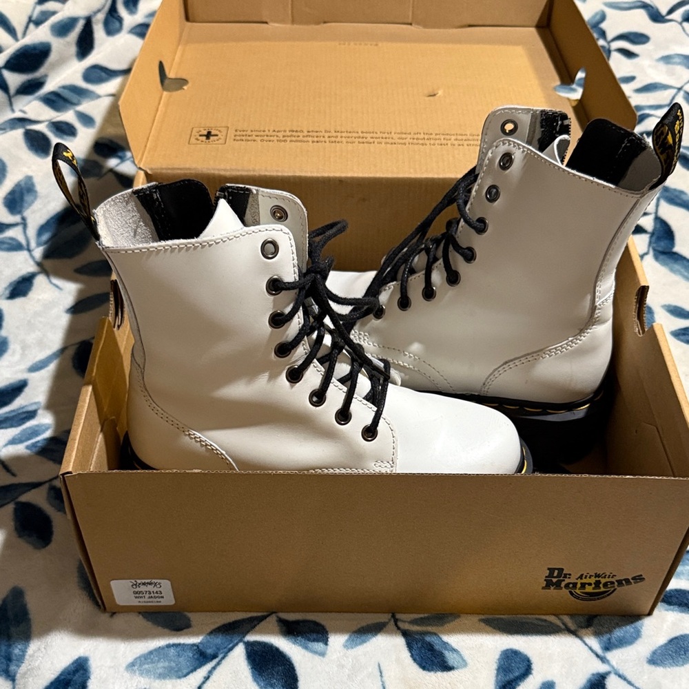 Dr. Martens White platform Boots with Black Accents